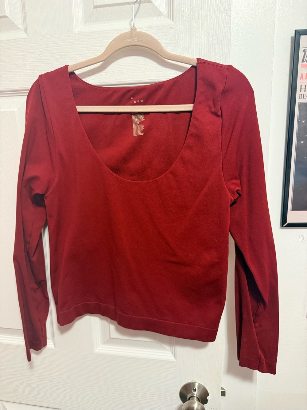 a new day Scoop Neck Long Sleeve Top - Deep Red